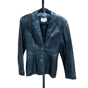 Cache Black Leather Jacket Size Small